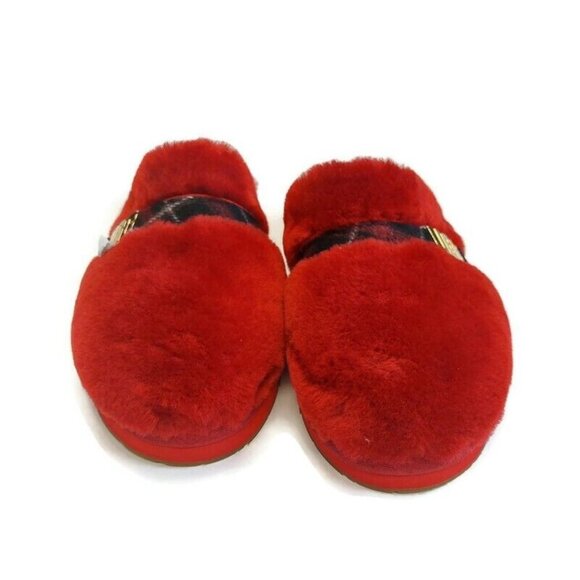 UGG Womens Size 5 Dalla Plaid Sandal Sheepskin Slippers Ribbon Red 1127489 - Picture 5 of 8